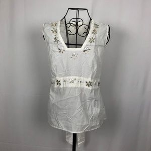 J.Jill cotton mother of pearl beaded top S